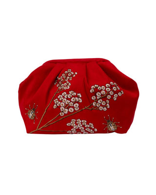 Senna Red Suede Asian Flowers