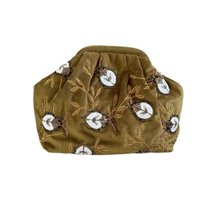 Senna Mini Olive Green Velvet beaded handbag